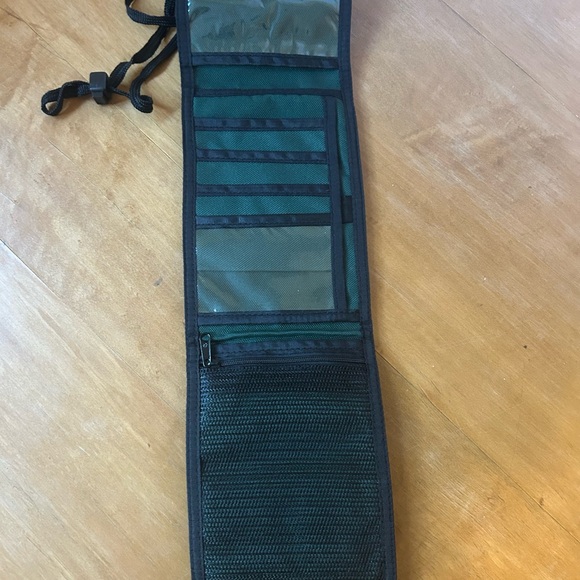 VTG 90s Hunter Green Canvas Suede Crossbody Purse Wallet Southwest Aztec 1990s - Picture 2 of 8